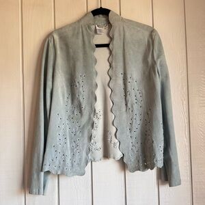 Vintage Coldwater Creek Suede Eyelet Cardigan